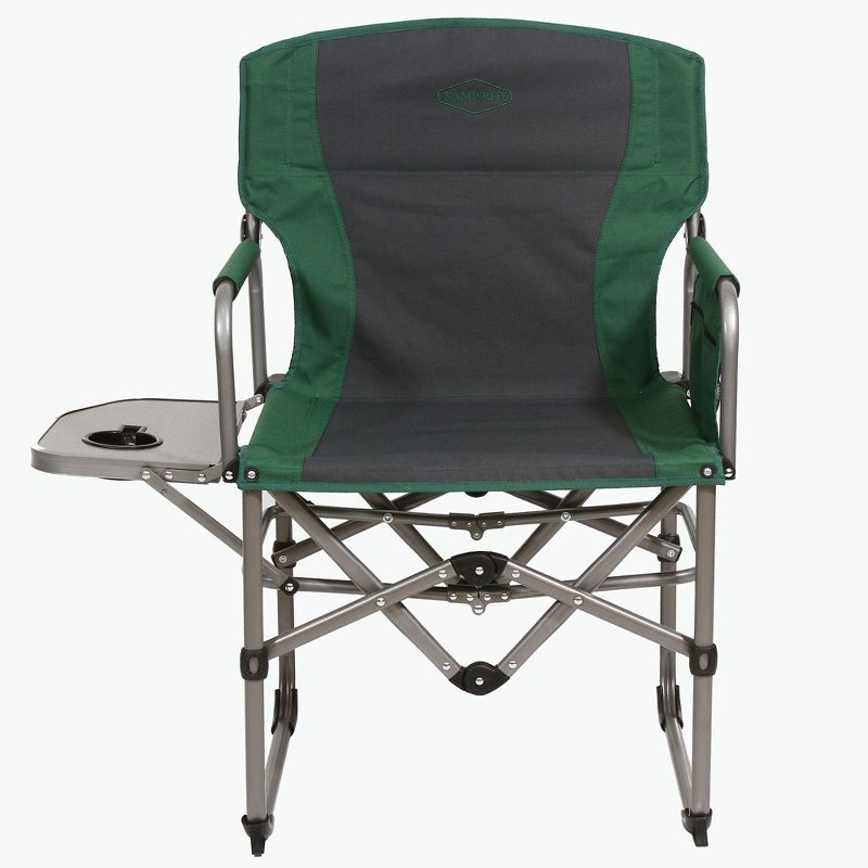 Kamp-Rite KAMPCC413 Compact Director's Chair Outdoor Furniture Camping Folding Sports Chair with Side Table and Cup Holder, Green/Gray