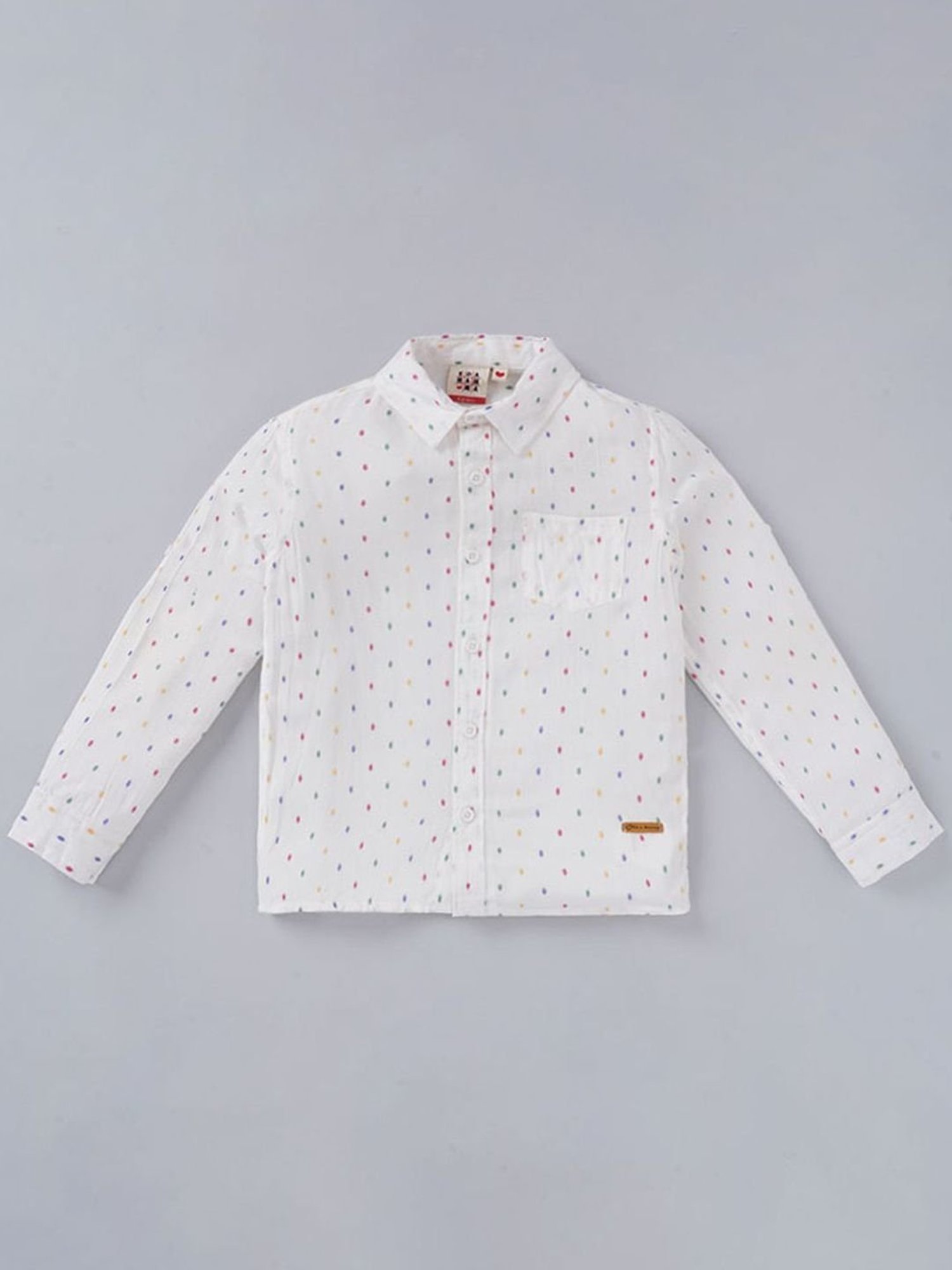 Ed-a-Mamma Boys White Cotton Printed Full Sleeves Shirt