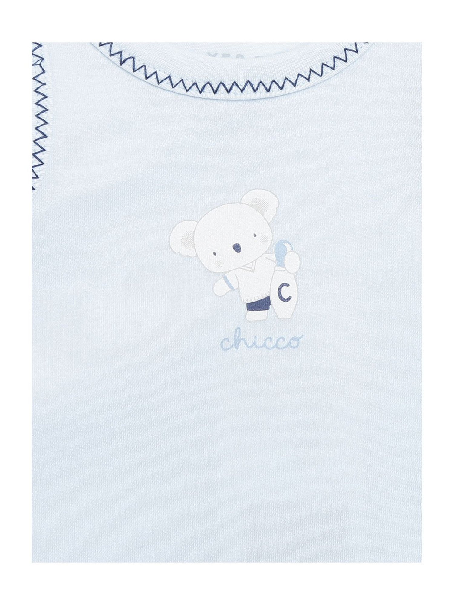 Chicco Kids White & Light Blue Printed Bodysuit (Pack Of 2)