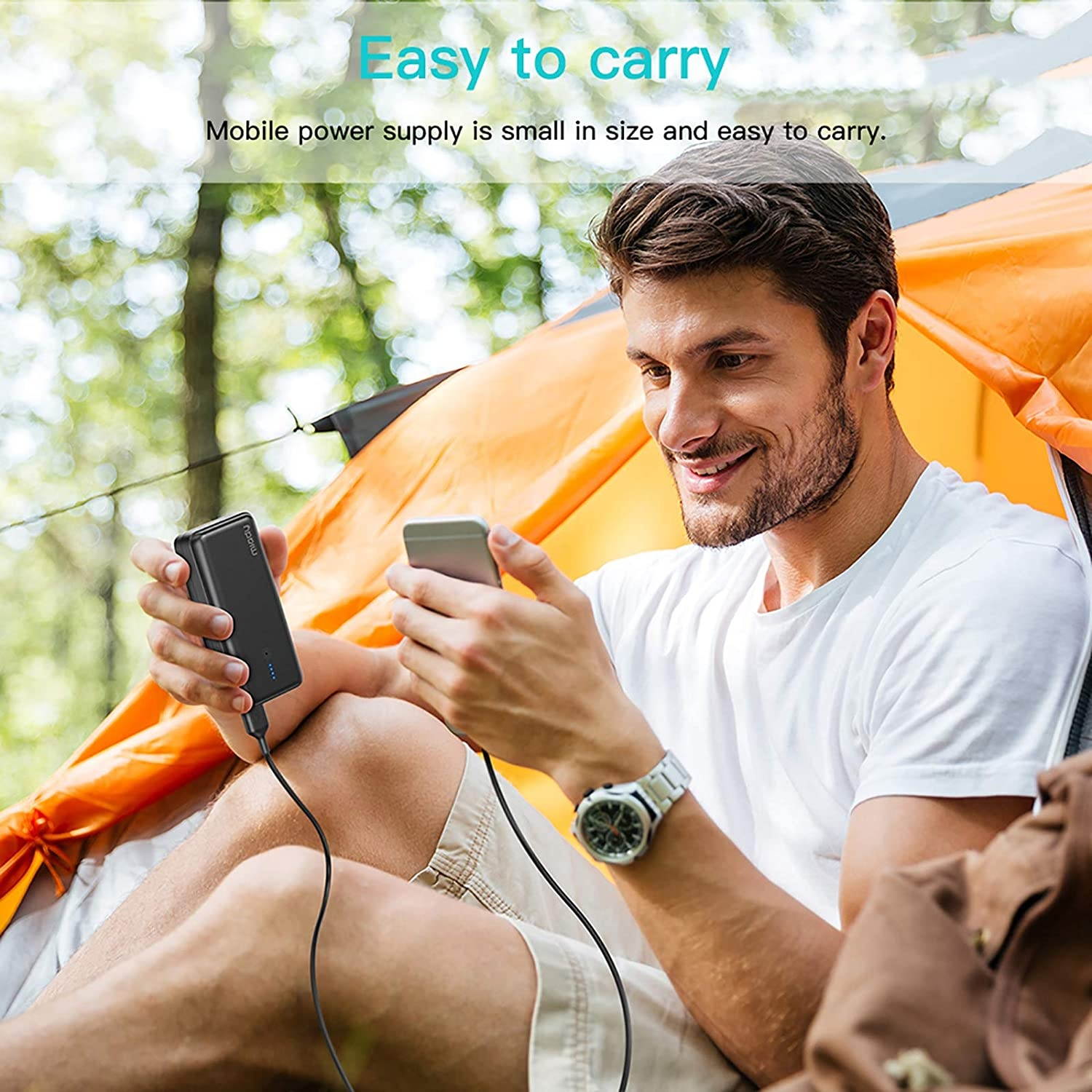 Ultra Compact Portable Charger 10000mAh Miady USB C Battery Pack Power Bank with 5V/2.4A Dual Output Fast Charge Compatible with iPhone iPad Samsung LG and etc