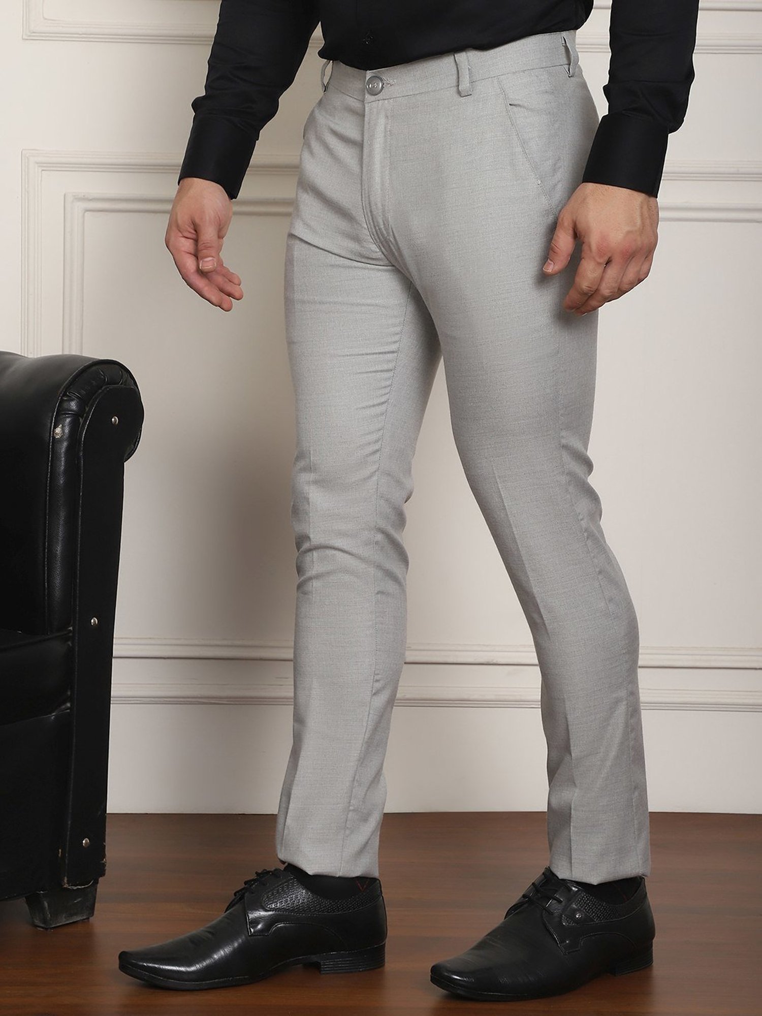Jainish Light Grey Tapered Fit Trousers