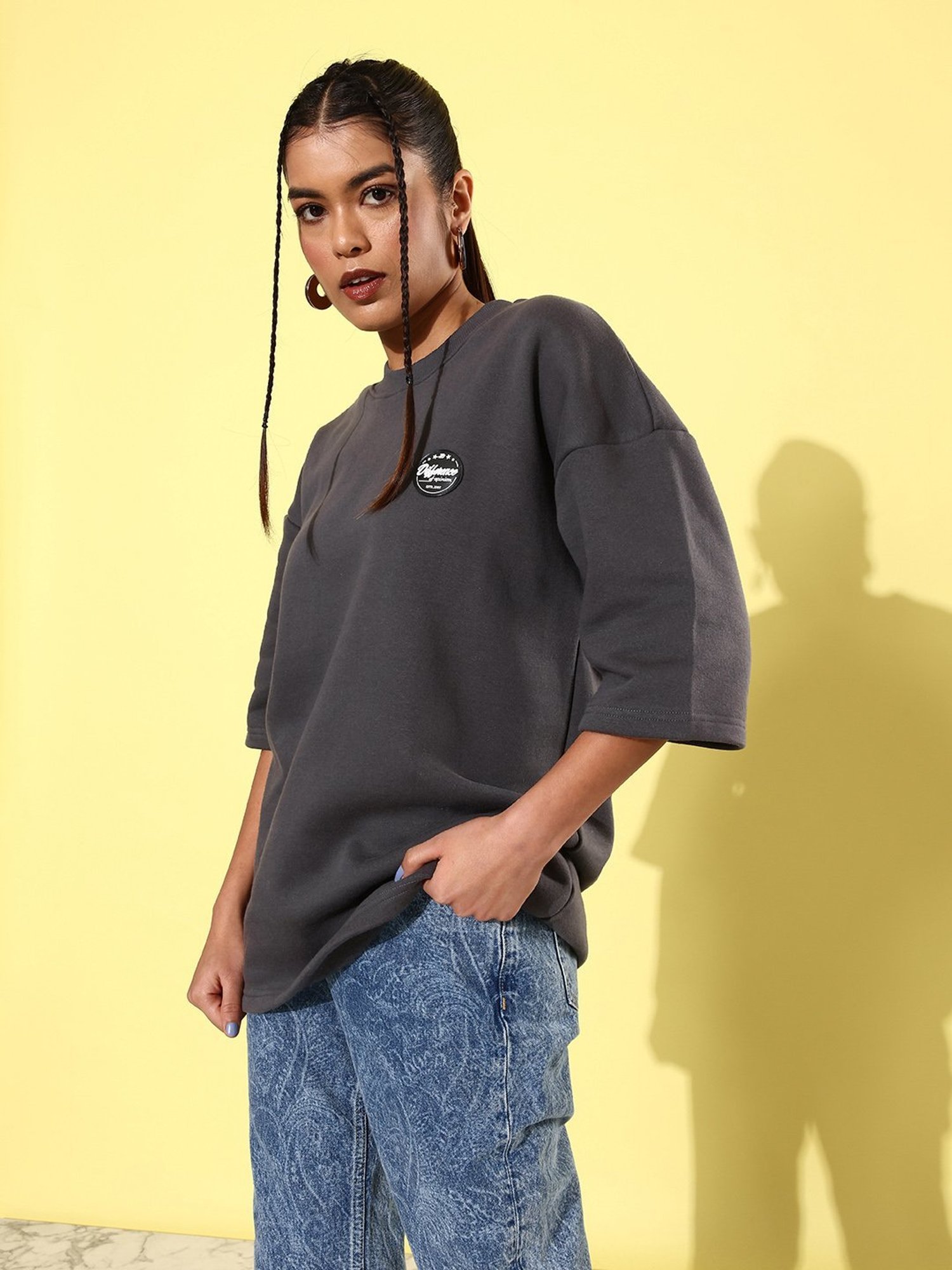 Difference of Opinion Dark Grey Fleece Oversized Sweatshirt