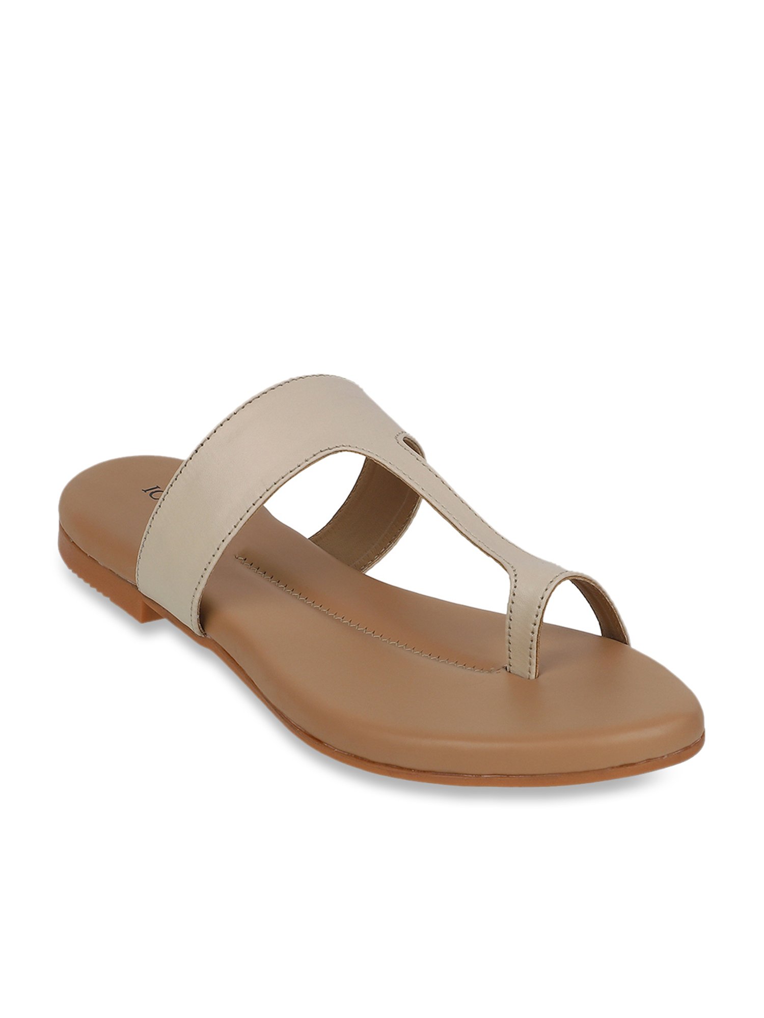 Iconics Women's Beige Toe Ring Sandals