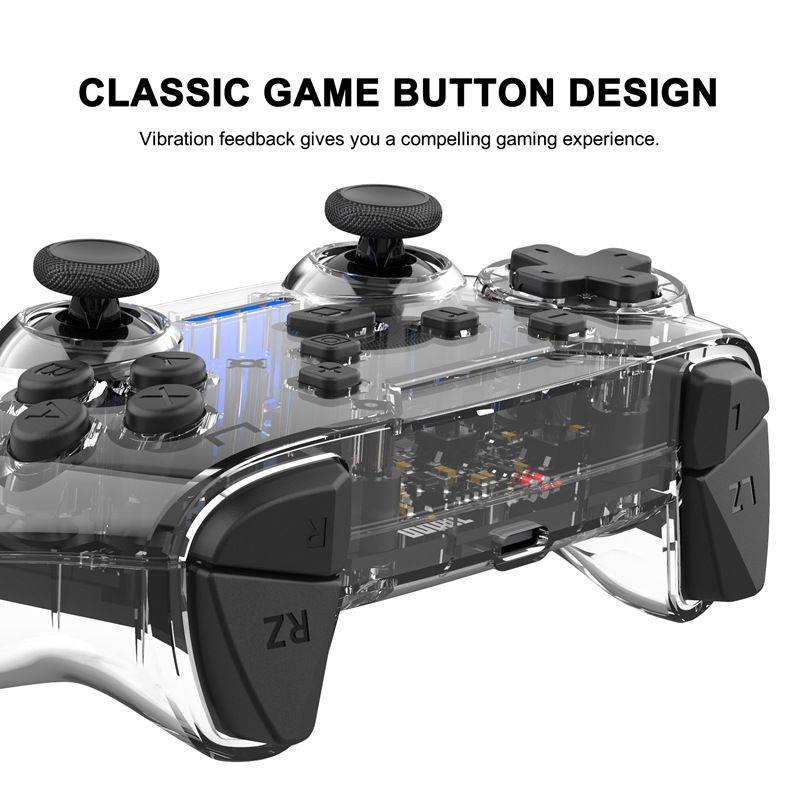 CUUWE Wireless Transparent Switch Controller, Wireless Pro Bluetooth Connection Controller,  for Switch The Remote Game Board With Joystick, Adjustable Turbo Vibration Game Handle