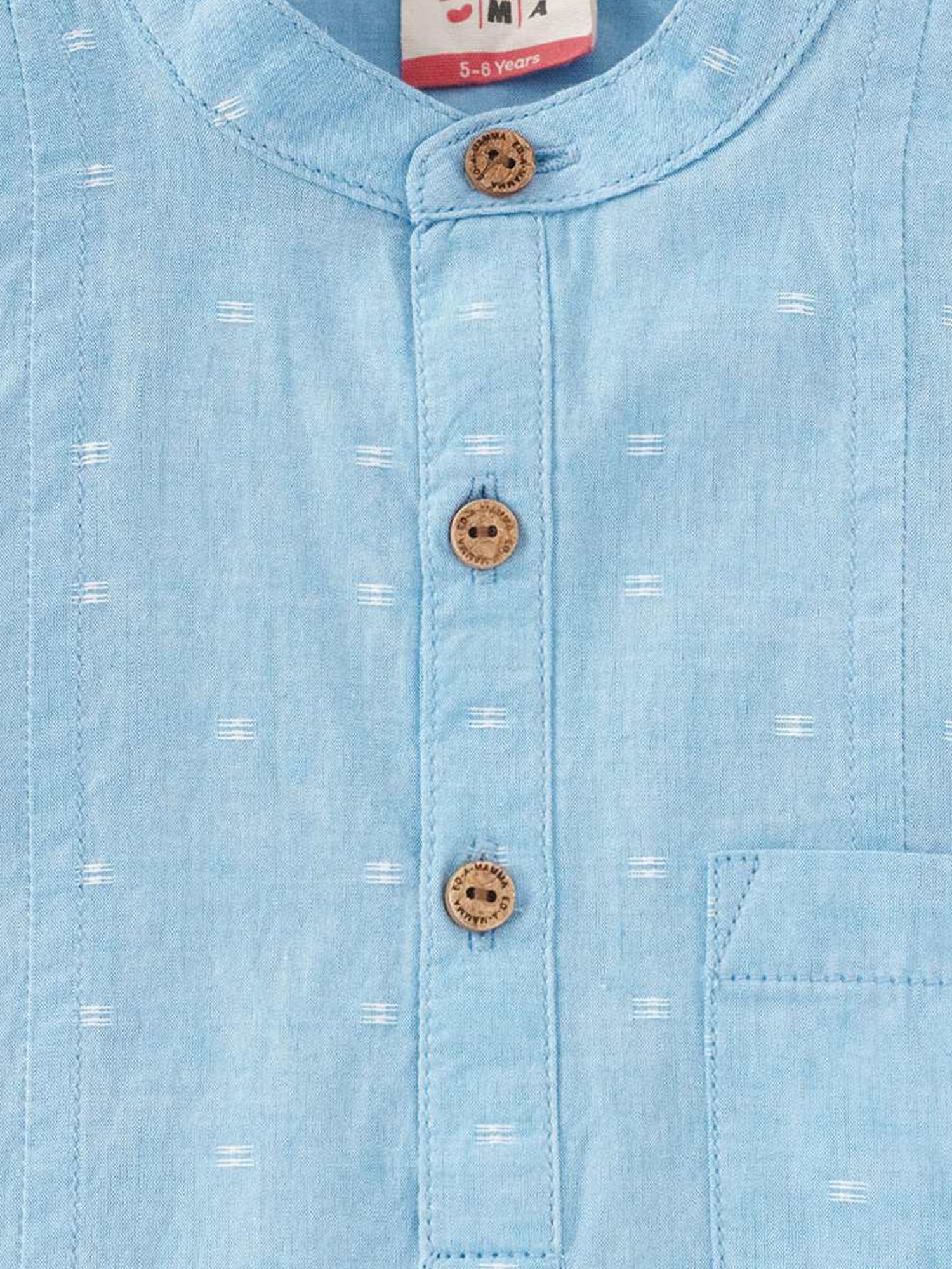 Ed-a-Mamma Kids Blue Cotton Self Pattern Shirt