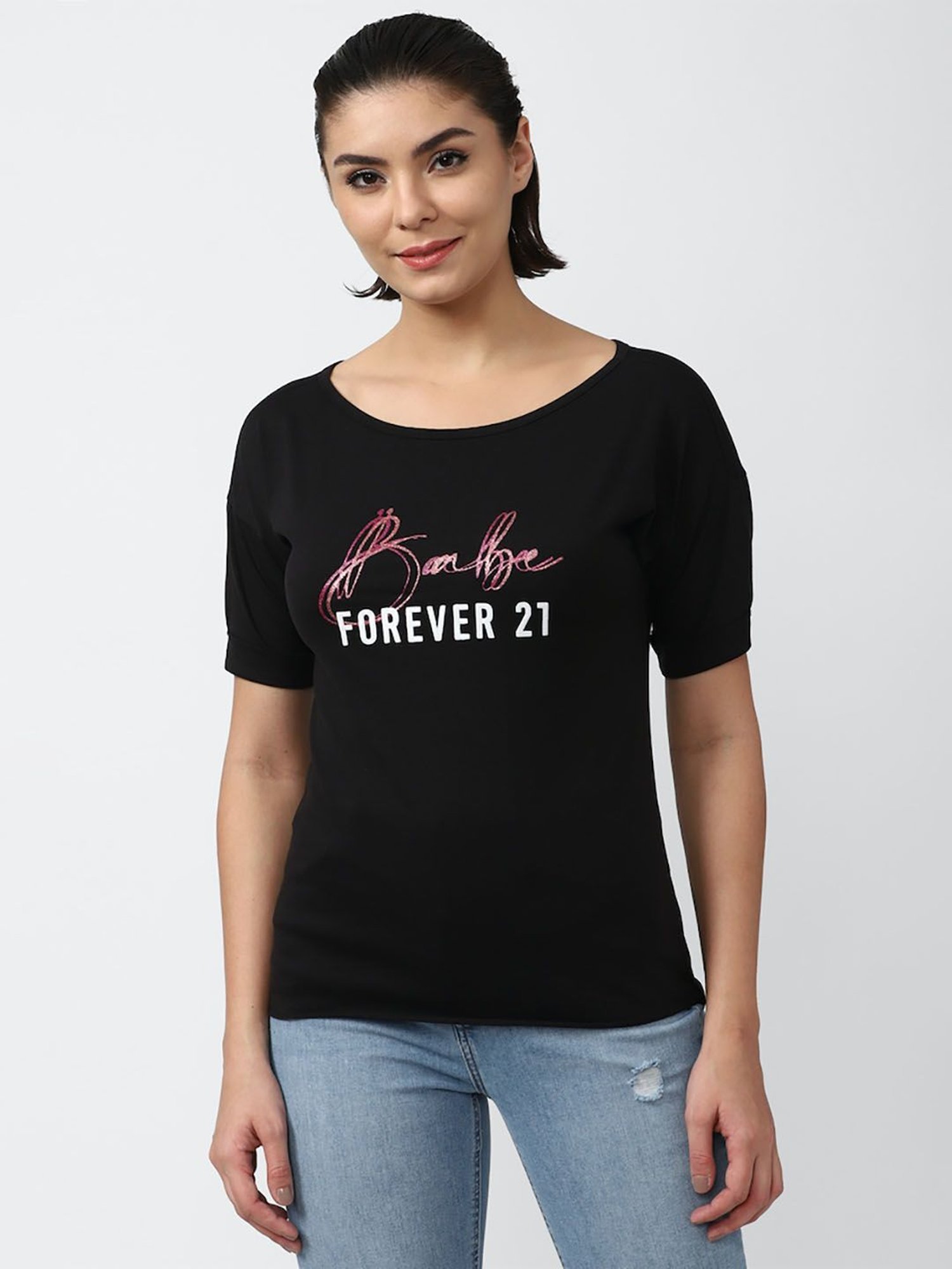Forever 21 Black Graphic Print Top