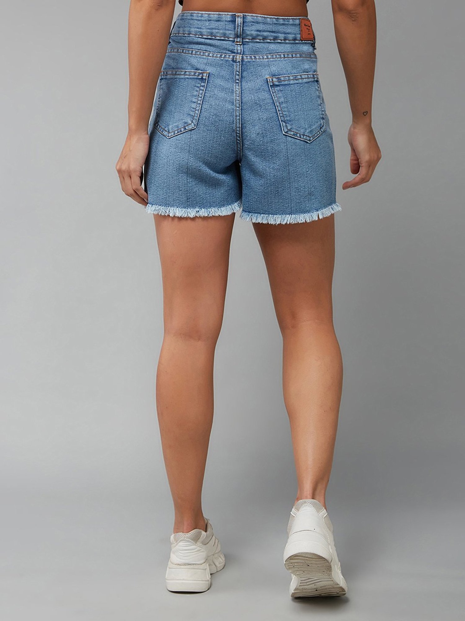 Miss Chase Blue Distressed Denim Shorts