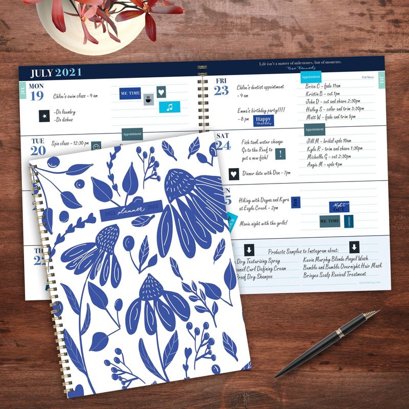 2021-22 Academic Planner 8.5" x 11" Delicate Flowers Daily/Weekly/Monthly - The Time Factory
