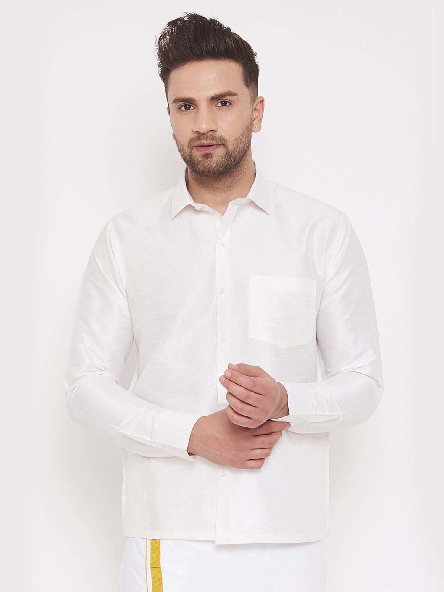 Ramraj Red Cotton Regular Fit Shirt