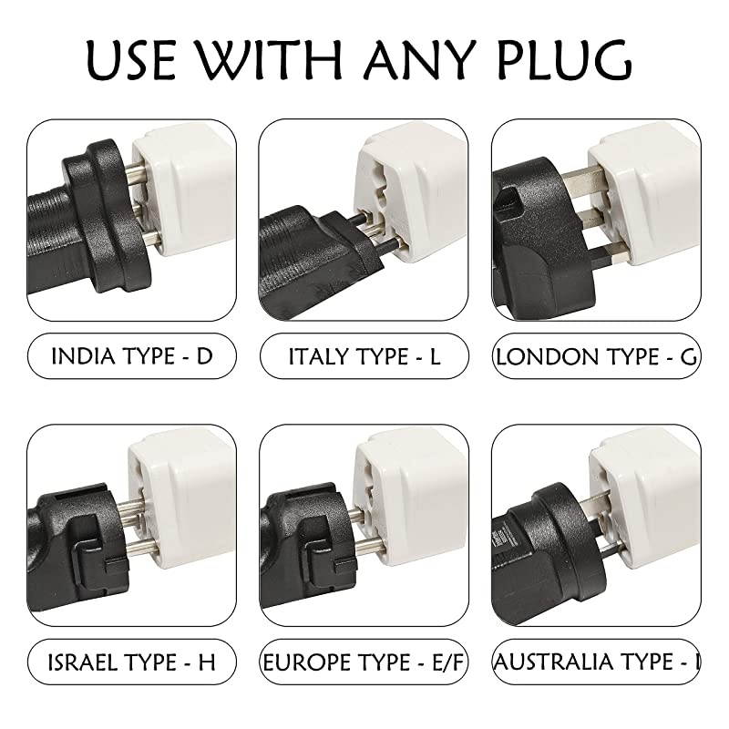 Adapter Plug Set for World Wide International Travel Use Grounded Safe Works with Cell Phones Chargers Batteries Camera and More