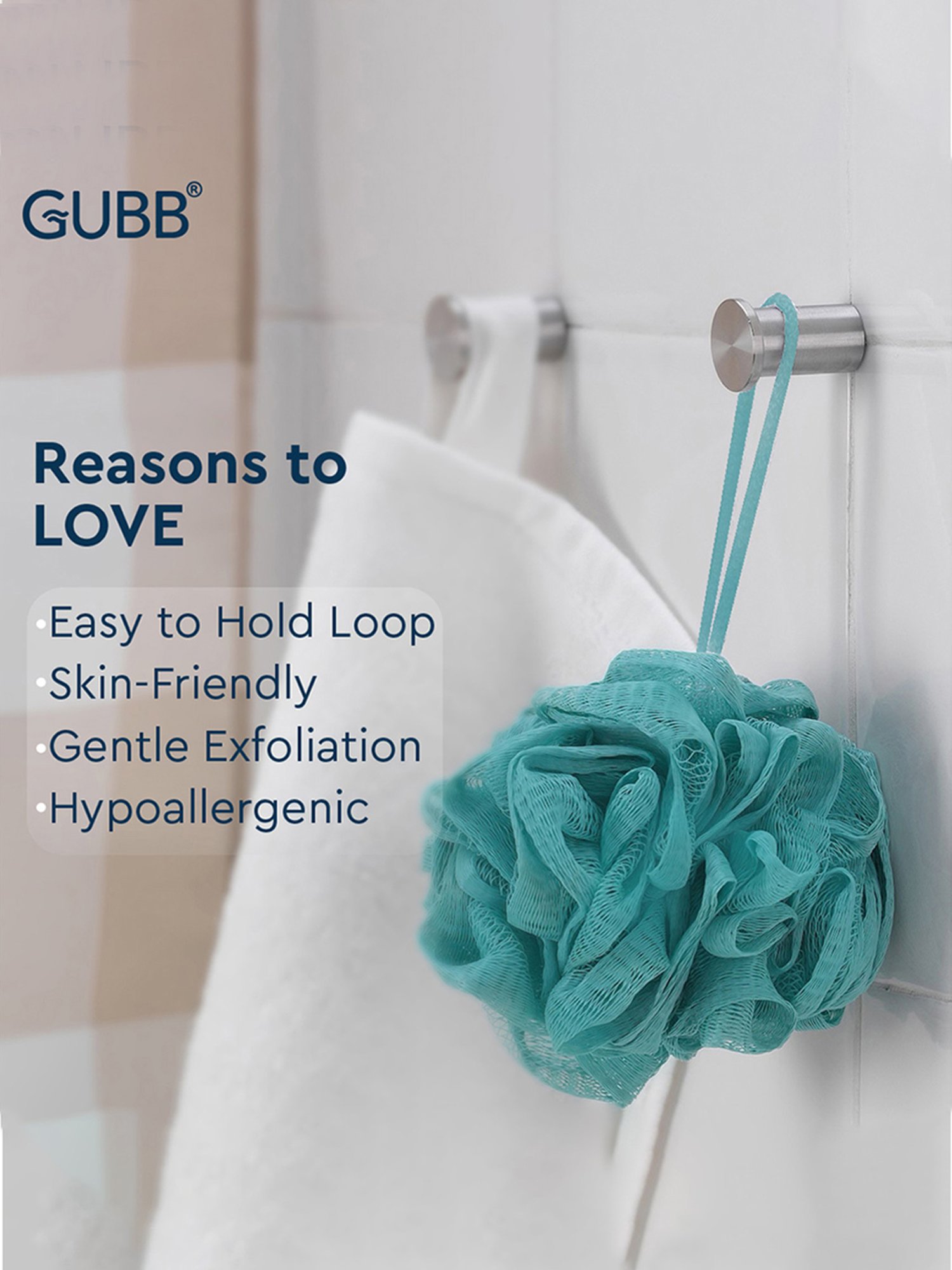 GUBB Luxe Sponge Round Loofah, Bathing Scrubber for Body - Pebble