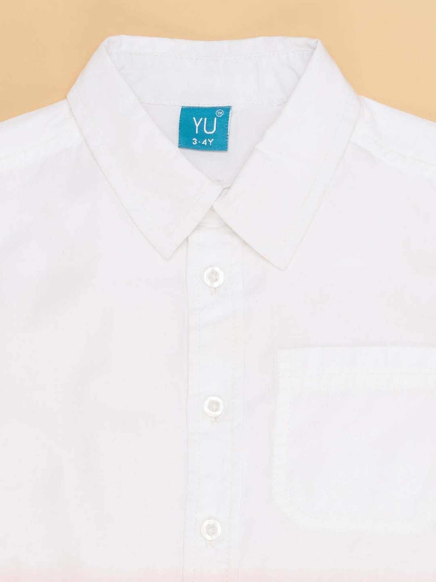 YU by Pantaloons Kids White & Orange Cotton Color Block Full Sleeves Shirt