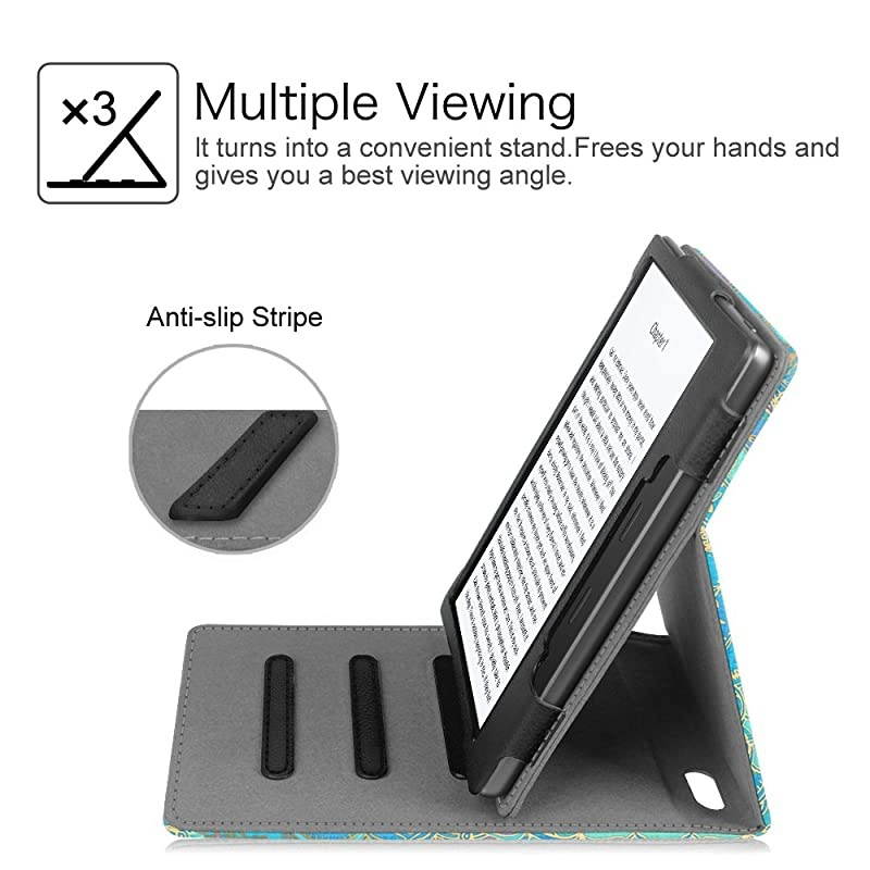 Flip Case for Kindle Oasis (10th and 9th Gen, 2019 & 2017 Release) - Multi Angle Hands Free Viewing Stand Cover (Auto Wake Sleep for 2017 Version Only, Not for 2019 Version), Shades of Blue