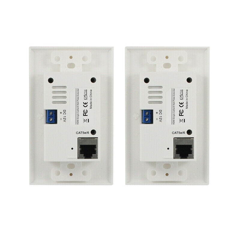 HDMI over RJ45 Cat5e Cat6 w/ IR Remote LAN Wall Plate Receiver 3D 1080P