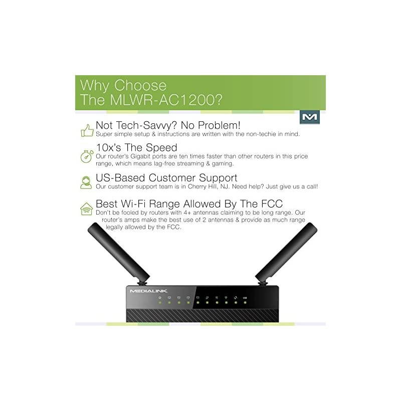AC1200 Wireless Gigabit Router - Gigabit (1000 Mbps) Wired Speed & AC 1200 Mbps Combined Wireless Speed (Part# MLWR-AC1200R)