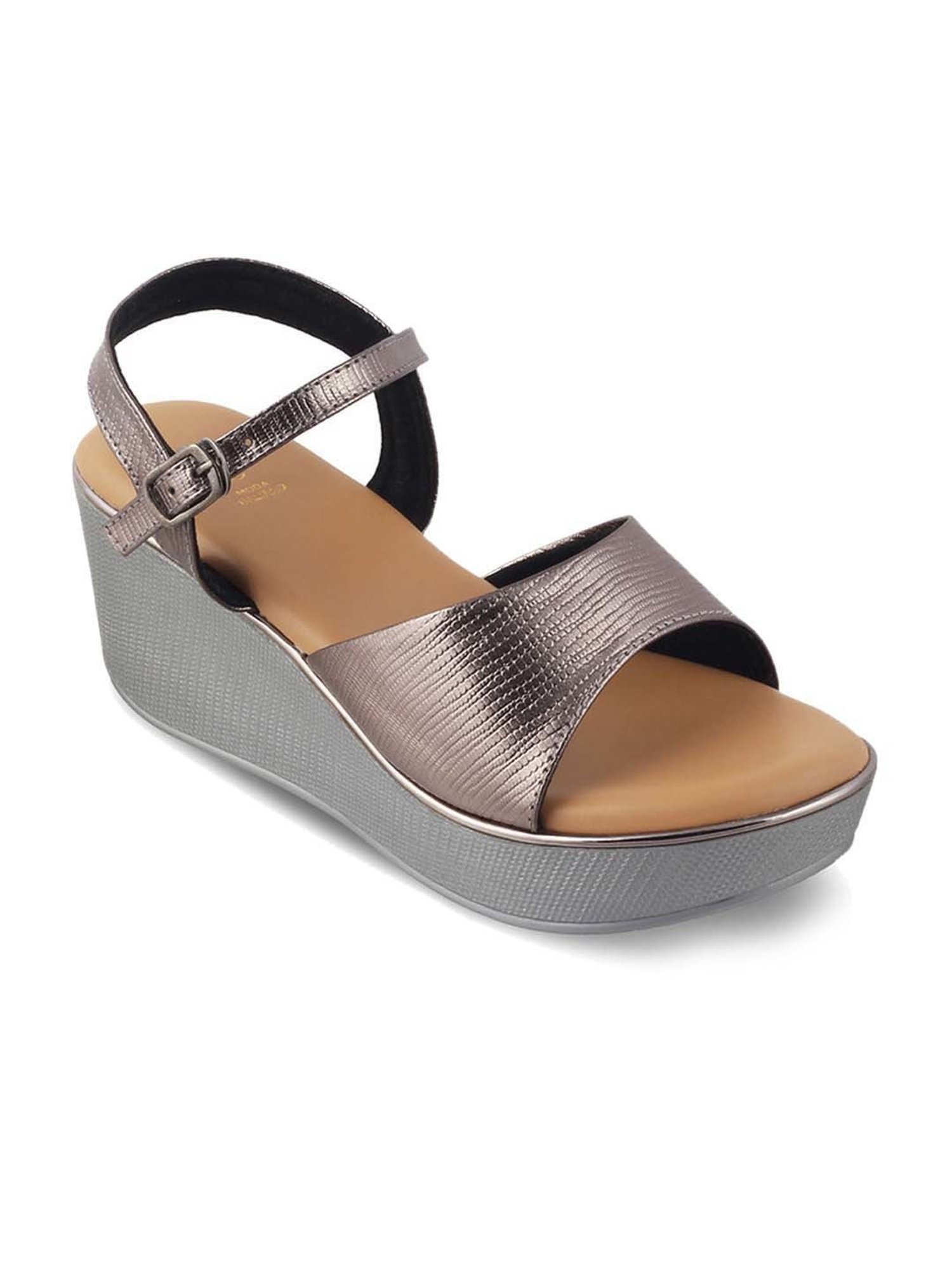 Tresmode Women's Pewter Ankle Strap Wedges