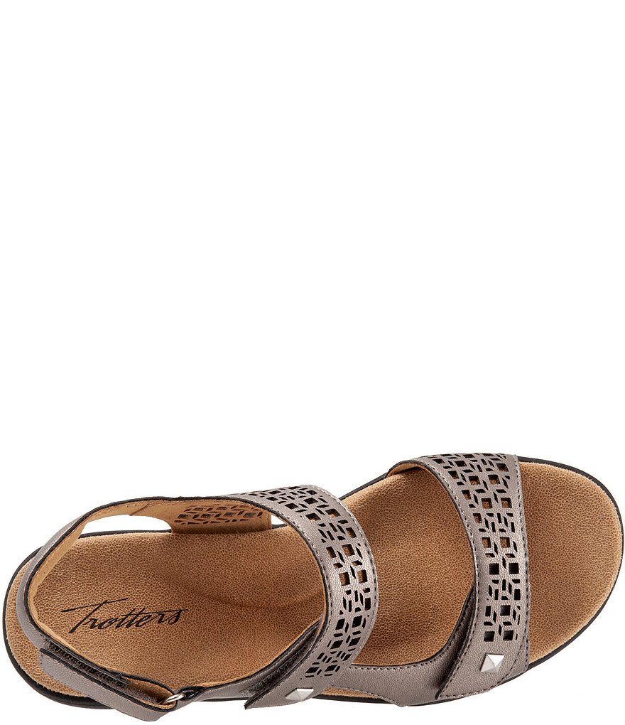 Trotters Romi Cutout Leather Adjustable Hook and Loop Footbed Sandals