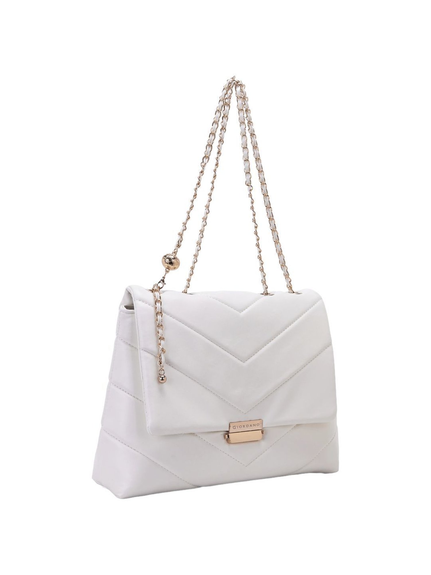 Giordano White Solid Medium Sling Handbag