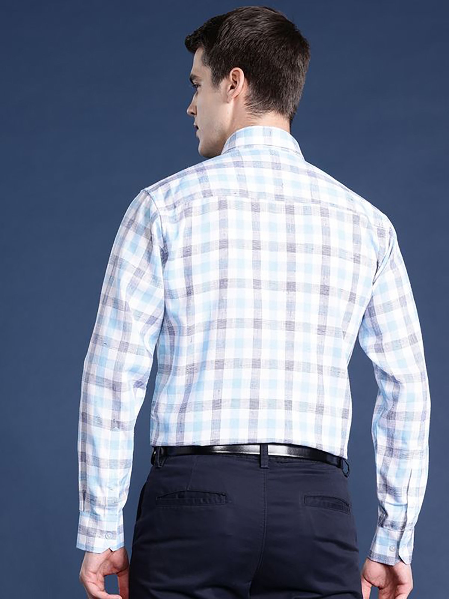 Hancock White Slim Fit Checks Shirts