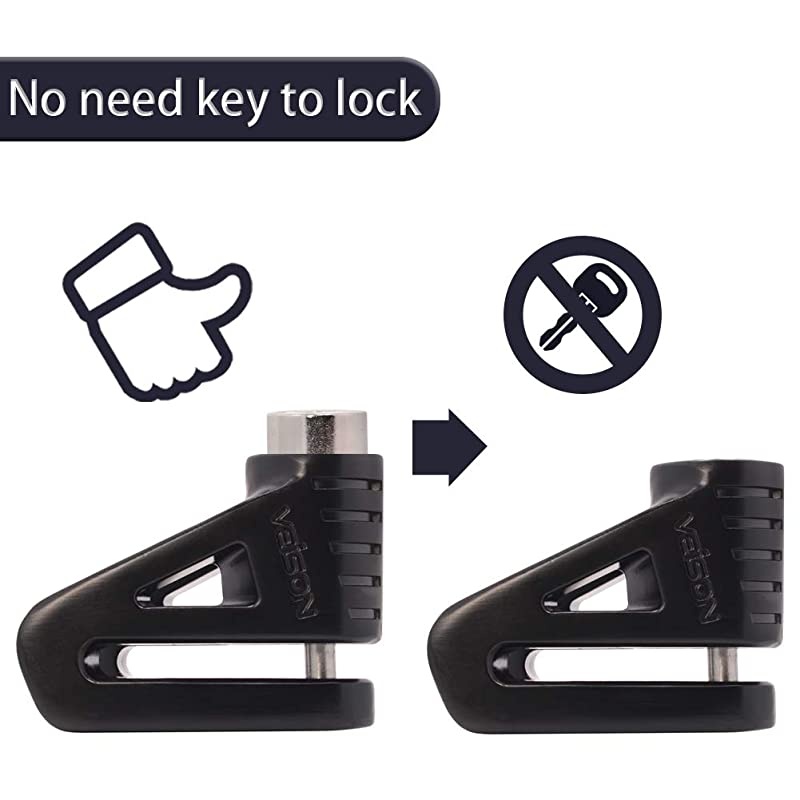 Disc Lock For Motorcycle and Bicycle With 6mm Lock Pin And Remind Cable Heavy Duty Body No Key To LockBlack
