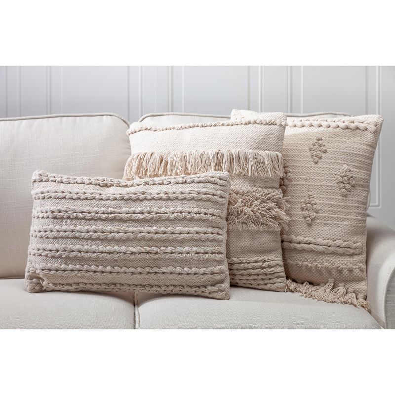 Lone Elm Studios 18"L X 18"W Cotton Square Pillow, Ivory