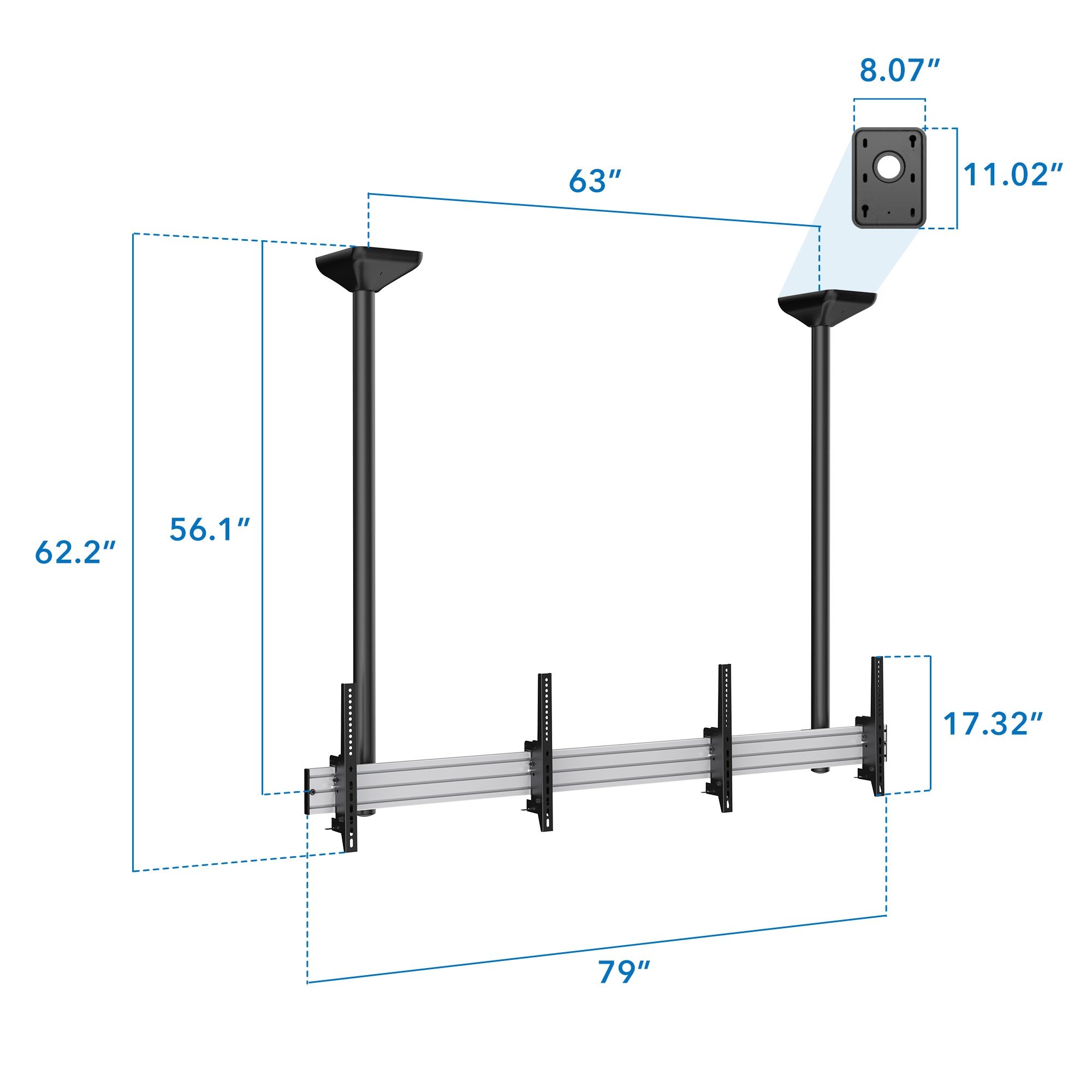 Mount-It! Digital Signage Ceiling Mount for Two Screens | Fits 45&rdquo; to 55&rdquo; Screen Size TVs