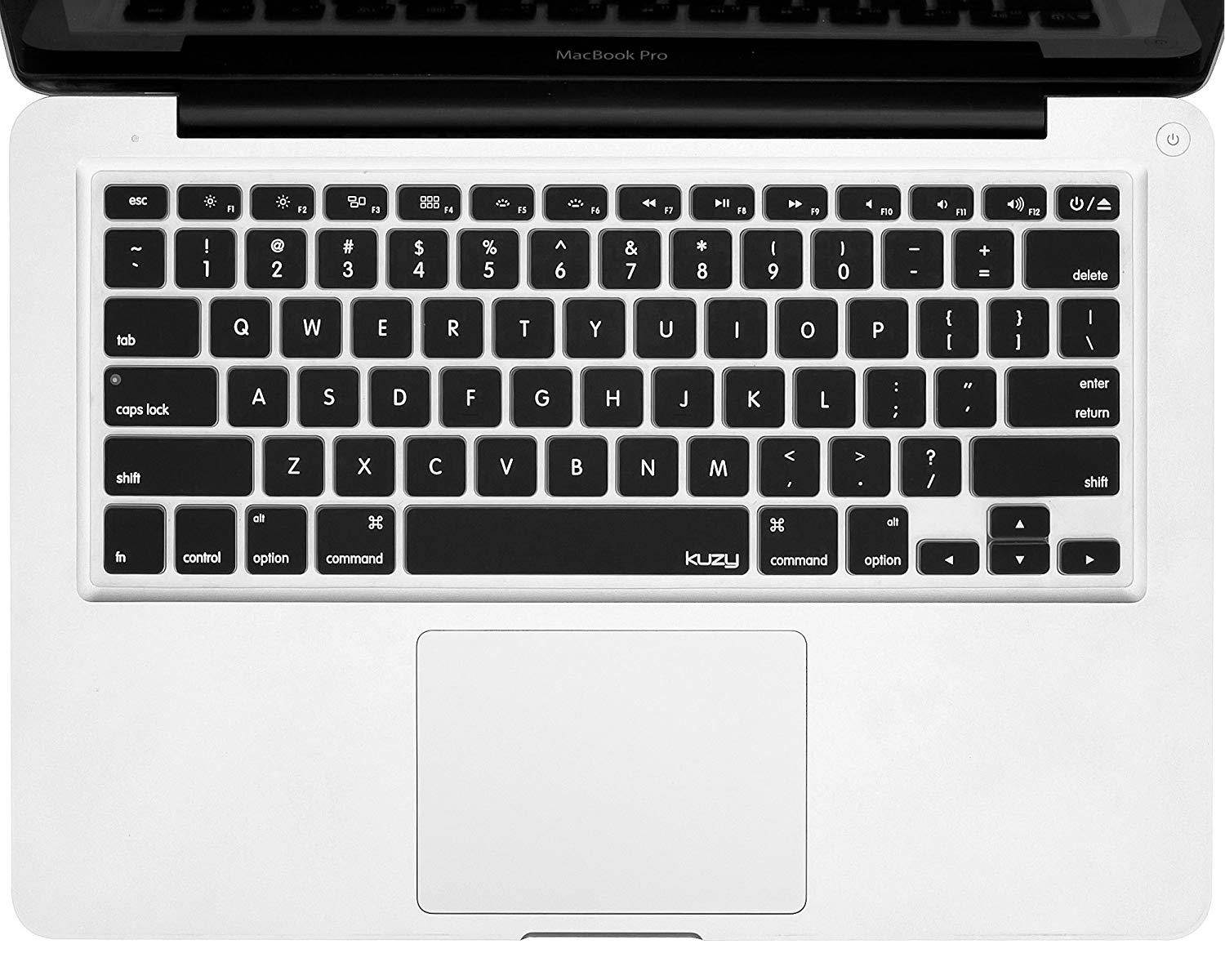 Kuzy BLACK Keyboard Cover Silicone Skin for MacBook Pro 13" 15" 17" (with or w/out Retina Display) iMac and MacBook Air 13" - Black
