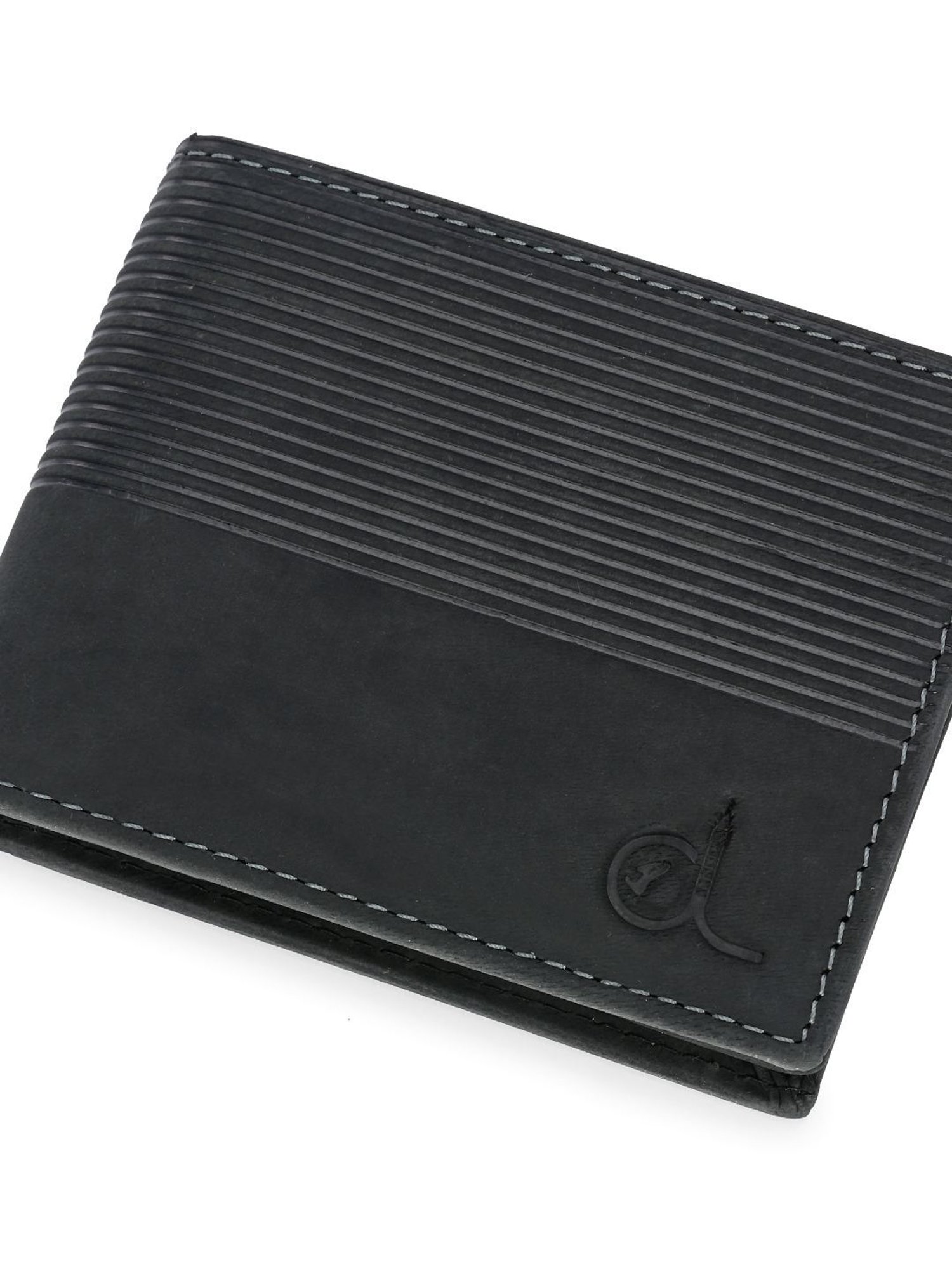 Clog London Dark Grey Textured Leather Small Bi-Fold Wallet for Men