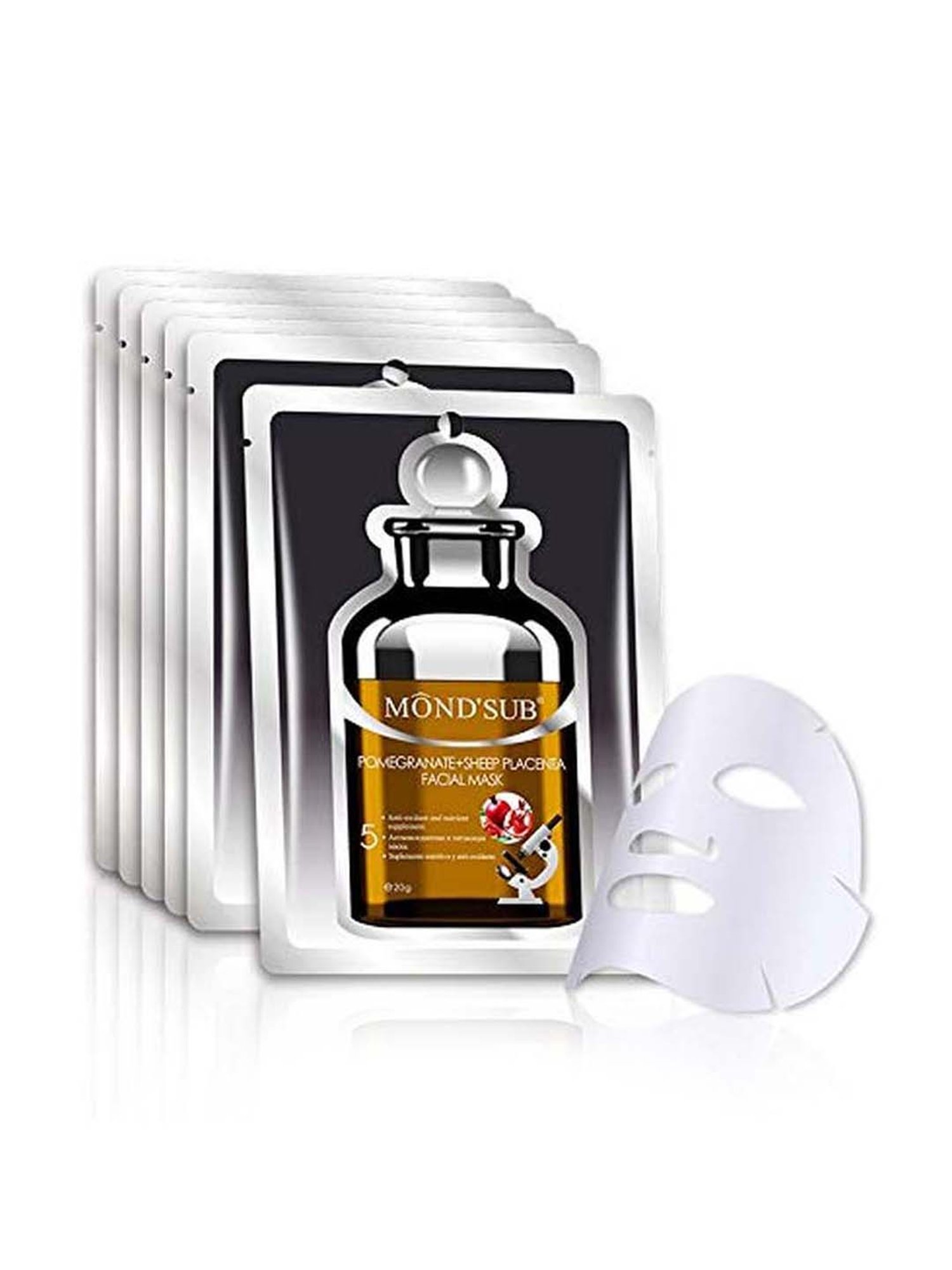 MONDSUB Pomegranate+Sheep Placenta Face Sheet Masks (Pack of 6) - 20 gm Each