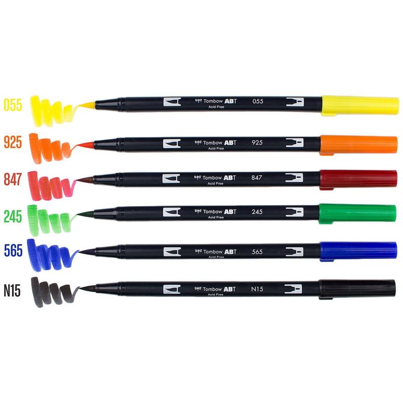 6ct Dual Brush Pen Art Markers Primary Palette - Tombow