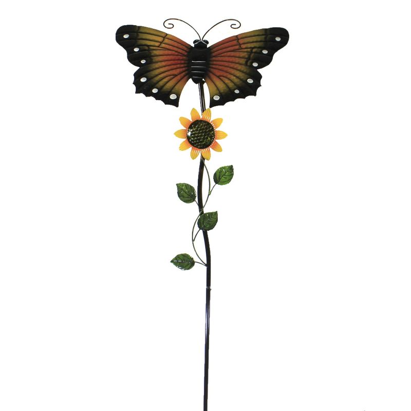 Home & Garden 54.0" Butterfly Spring Sunflower Poke Yard Decor Motion Movement Poke Direct Designs International  -  Decorative Garden Stakes