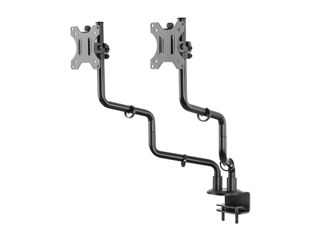 inland 05297 Black 17" - 32" Dual Full Motion Monitor Desk Mount