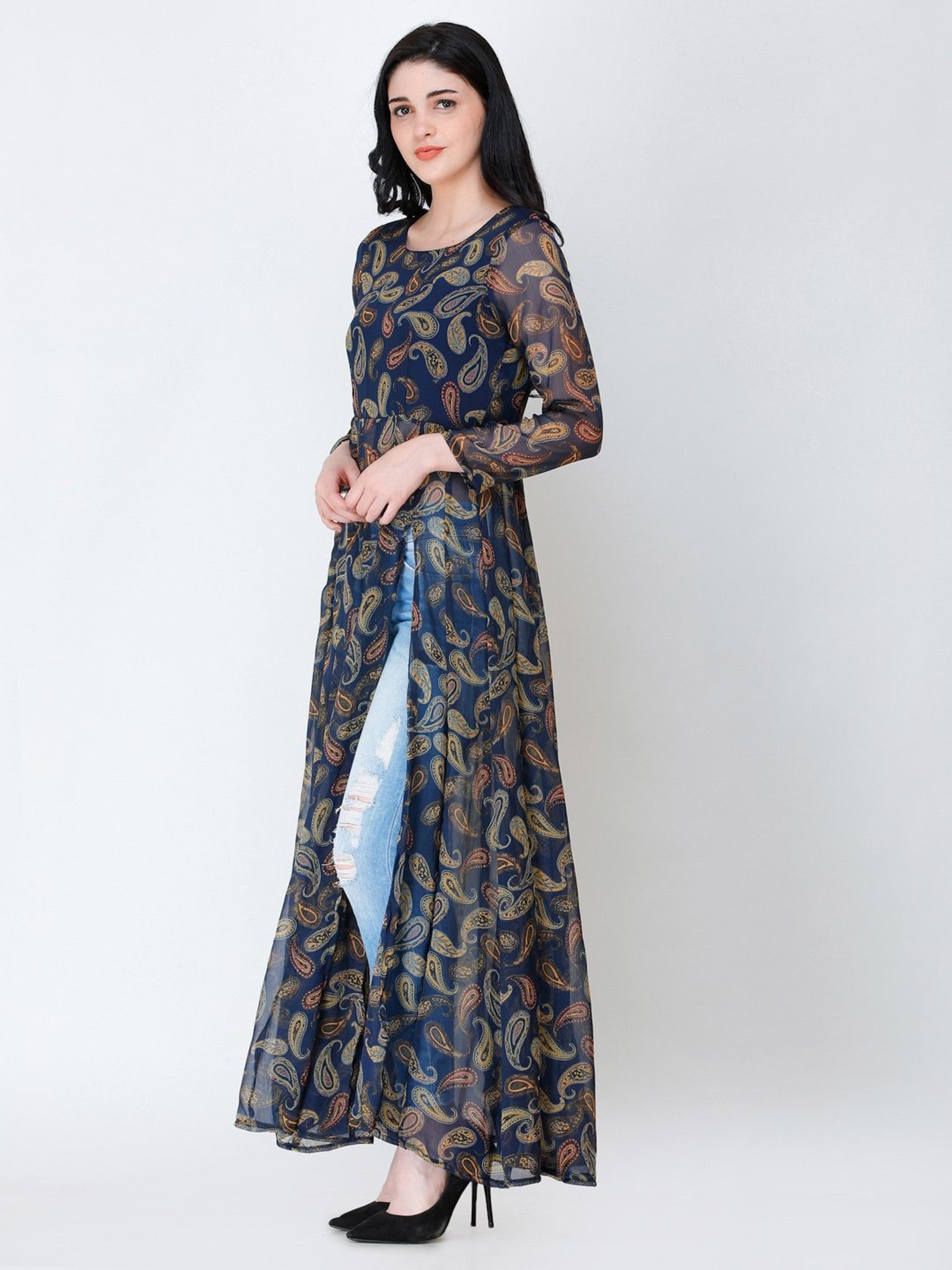 Scorpius Navy Printed Long Top
