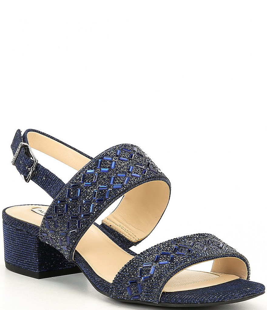 Alex Marie CalinaTwo Rhinestone Block Heel Sandals