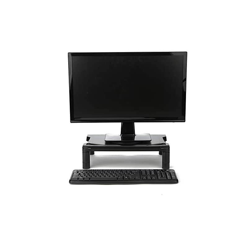 MONSWIVBLK Rotative Wide Adjustable Risers Extra Storage Stand Desk Organizer Spinning Monitor Black 4 Leg Rotate