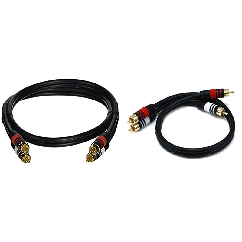 Premium 2 RCA Plug2 RCA Plug MM Cable 3 Feet Black | 22AWG Gold Plated 15ft Premium 2 RCA Plug2 RCA Plug MM 22AWG Cable Black