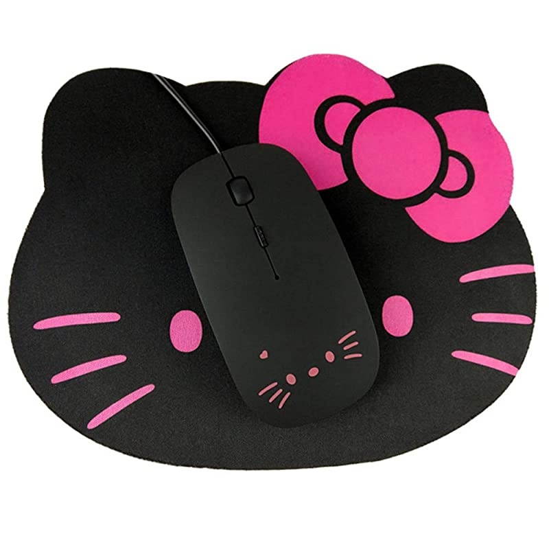 Fashion Cartoon Hello Kitty Optical Mouse pad Personalized Computer Decoration Mouse Pad Mat Nontoxic Tasteless Mice Mat Mousepad Black