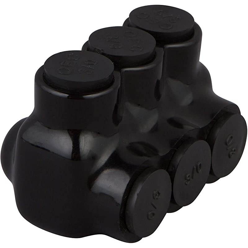 Black Insulated MultiCable Connector 5 Wire Ports 414 Wire Range Slotted Allen Hex 233 L x 145 H Single Entry Small Wire Range