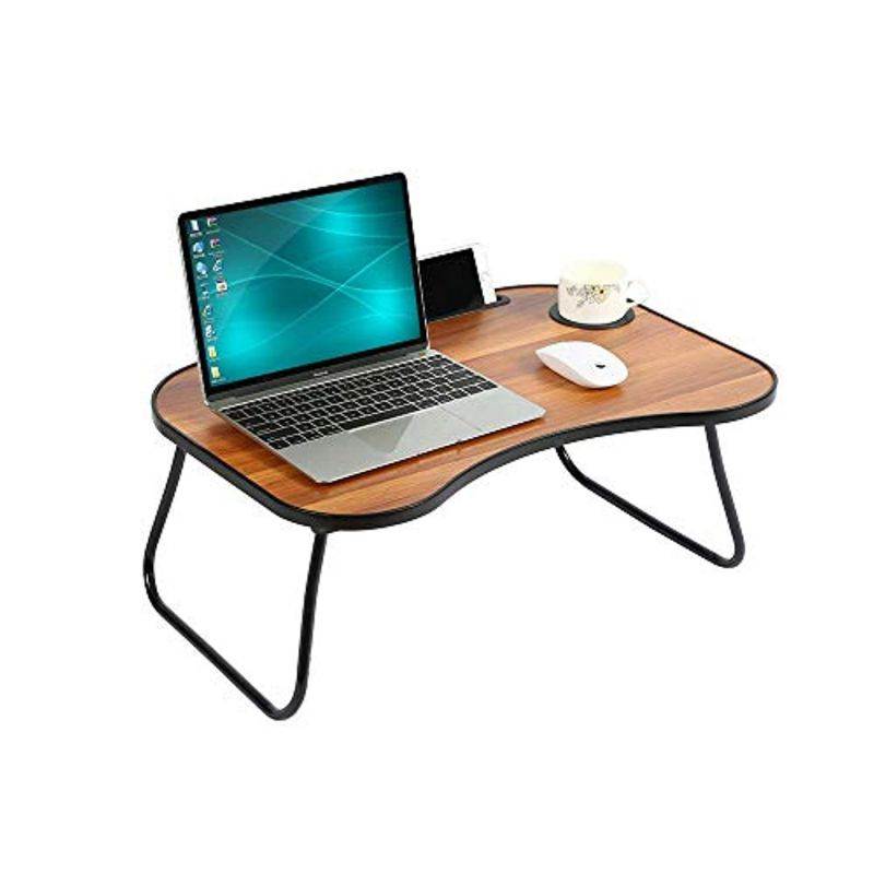 HOME BI Laptop Desk Portable Standing Desk, Foldable Sofa Breakfast Tray, Notebook Stand Reading Holder, Bed Writing Desk with Cup Holder, Pen  and  Phone Holder, Brown