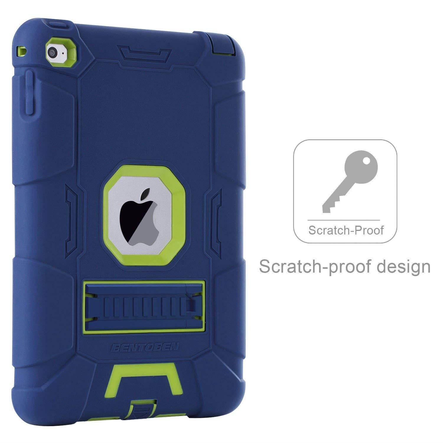 iPad Mini 4 Case,iPad Mini 4 Retina Case,iPad Mini 5 Case,BENTOBEN 3 in 1 Hybrid [Soft&Hard] Heavy Duty Rugged Shockproof Anti-Scratch Protective Kickstand Cases for iPad Mini 4/5,Navy Blue/Green