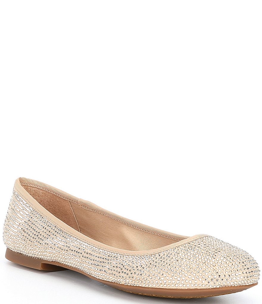 GB Star-Brite Microfiber Rhinestone Detail Ballet Flats