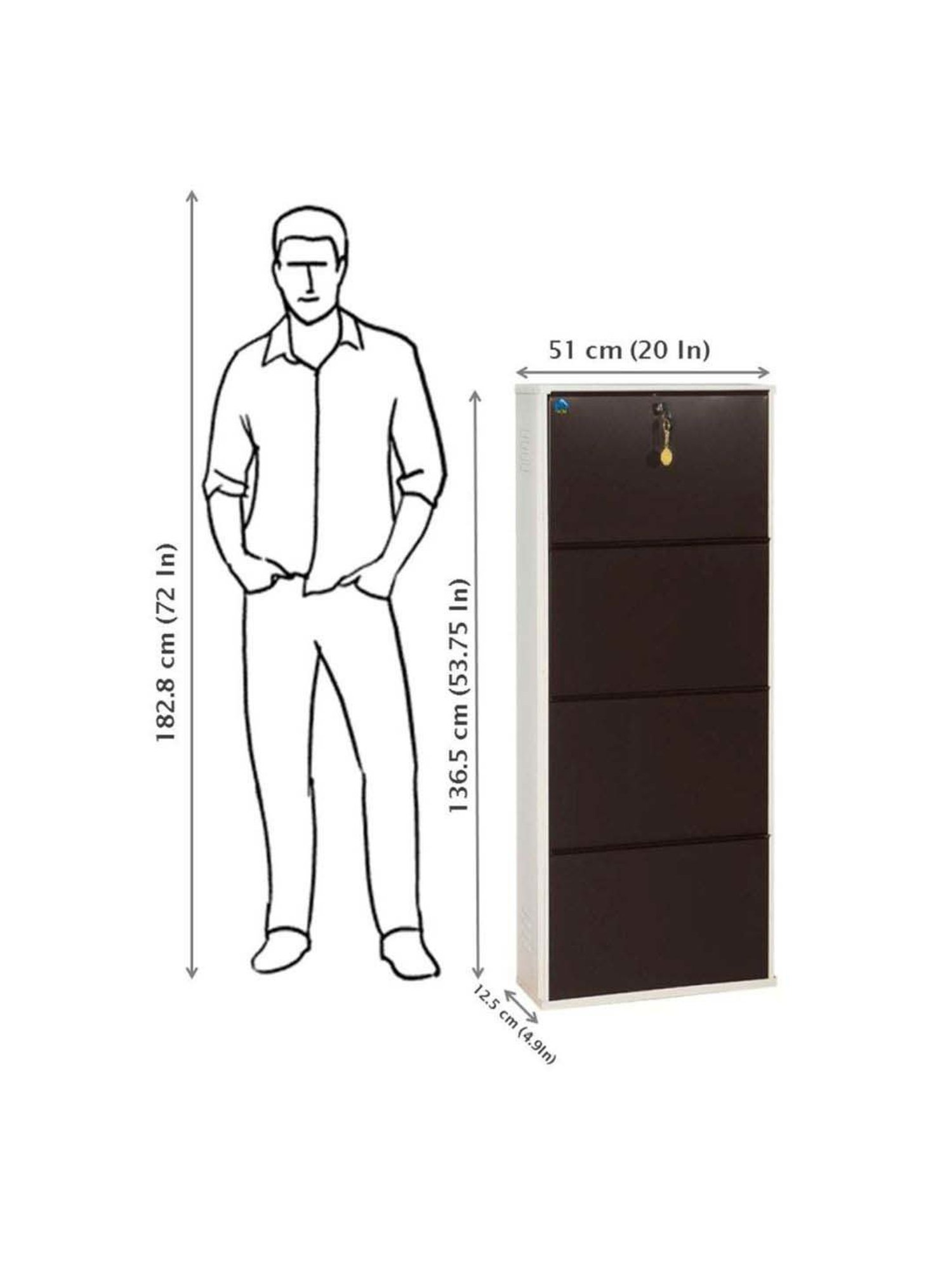 Delite Kom Metal Shoe Rack - 20" 4 Shelf, Ivory Coffee, PowderCoat, Wall Mount, DIY