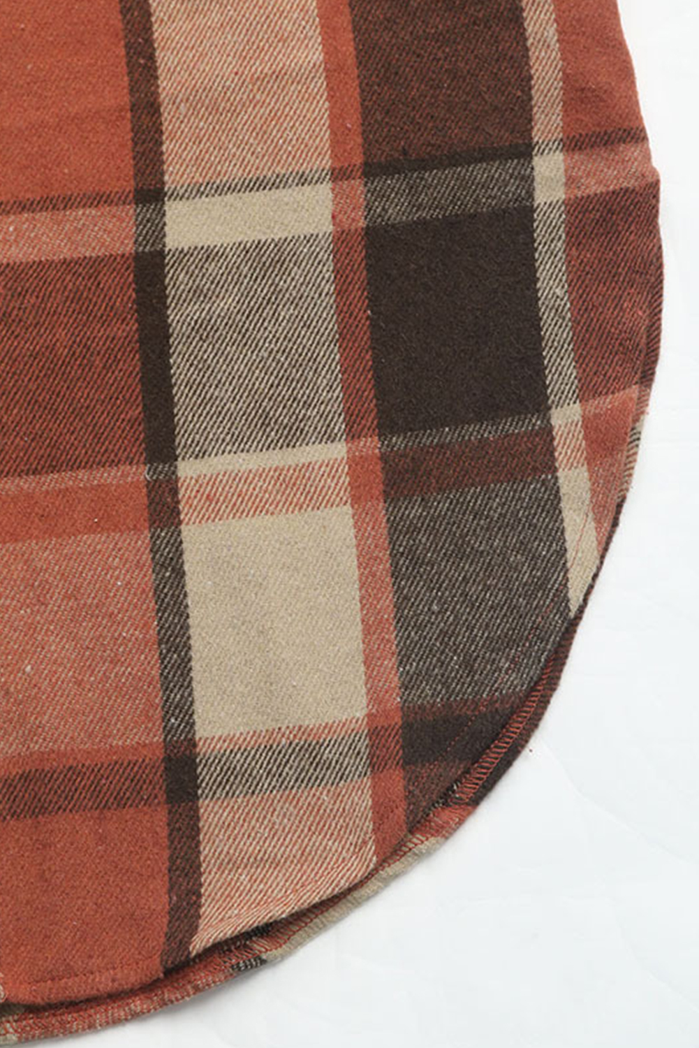 Brown Plaid Button Up Long Sleeve Flannel Shacket