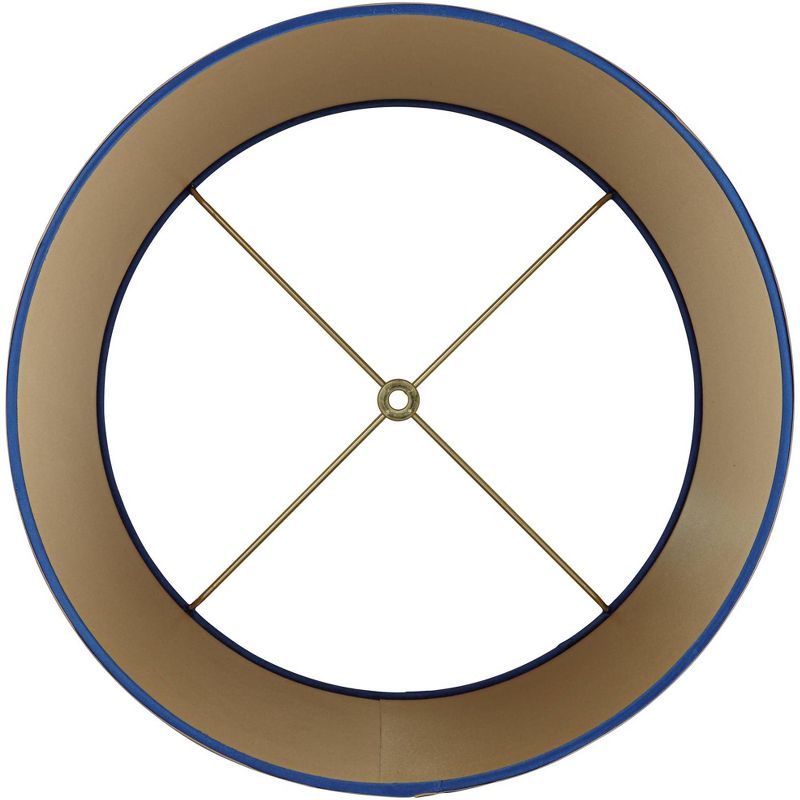 Springcrest Blue Medium Drum Lamp Shade with Gold Trim 14" Top x 16" Bottom x 11" High (Spider) Replacement with Harp and Finial