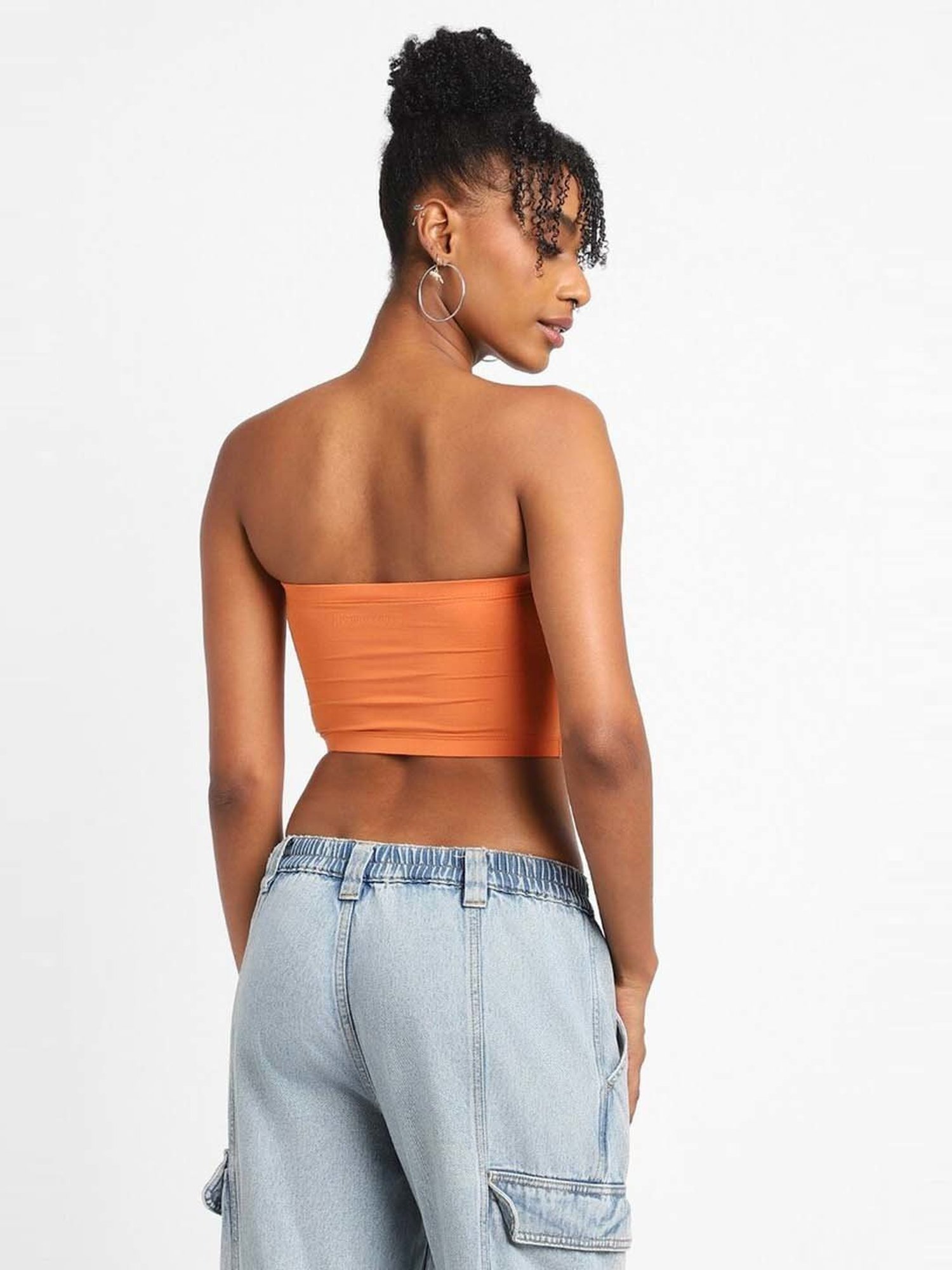 Forever 21 Orange Regular Fit Tube Top