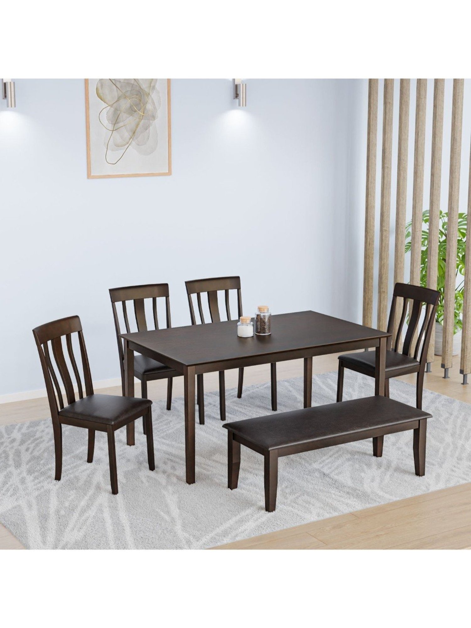 Nilkamal Olivia Brown Solid Wood - Rubberwood 6 Seater Dinning Table set