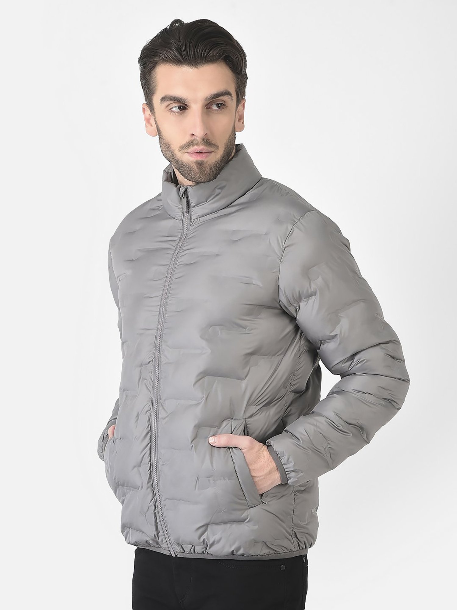 Crimsoune Club Grey Regular Fit Quilted Jacket