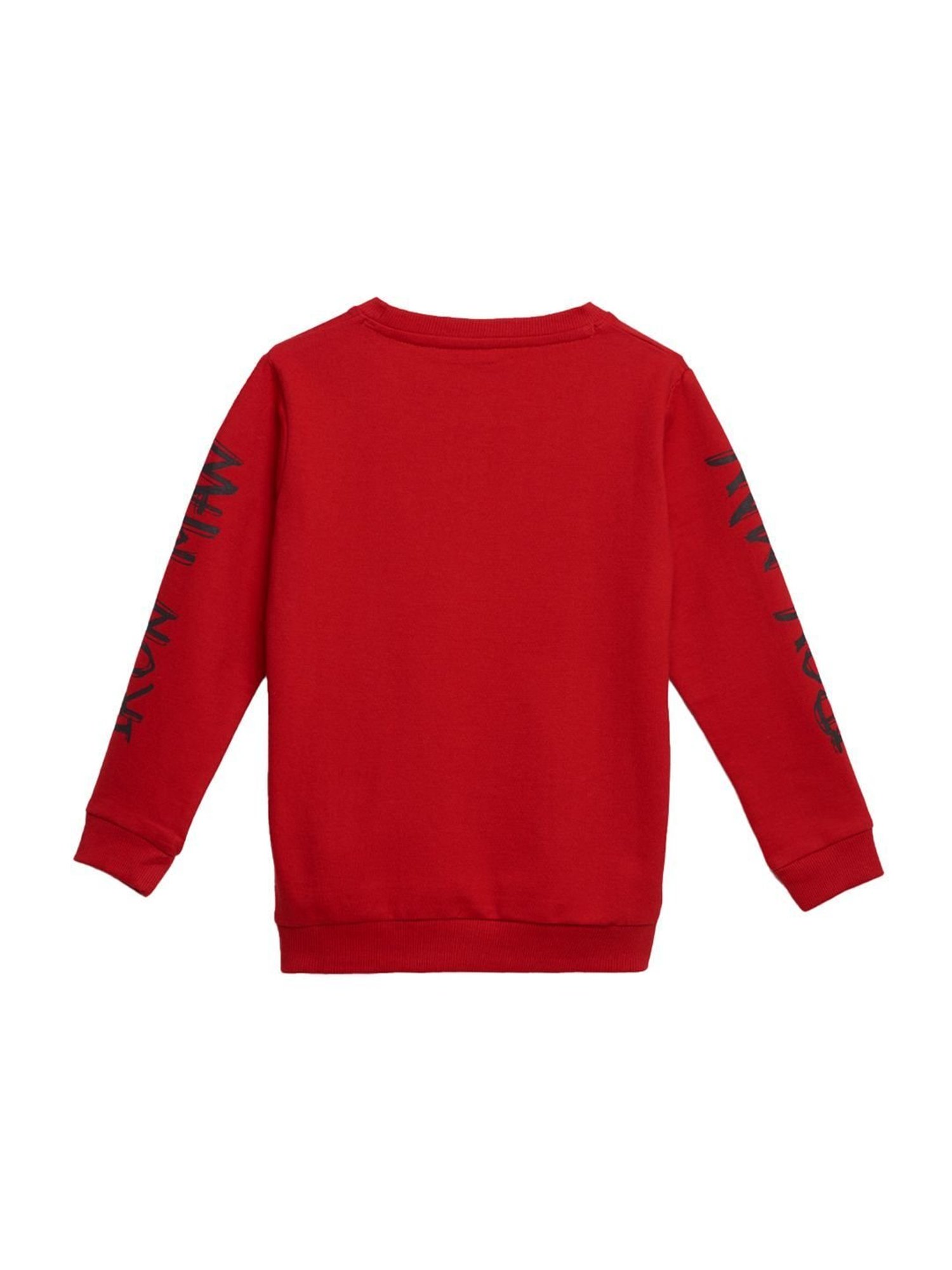 The Souled Store Kids Maroon Printed Full Sleeves Sweatshirt
