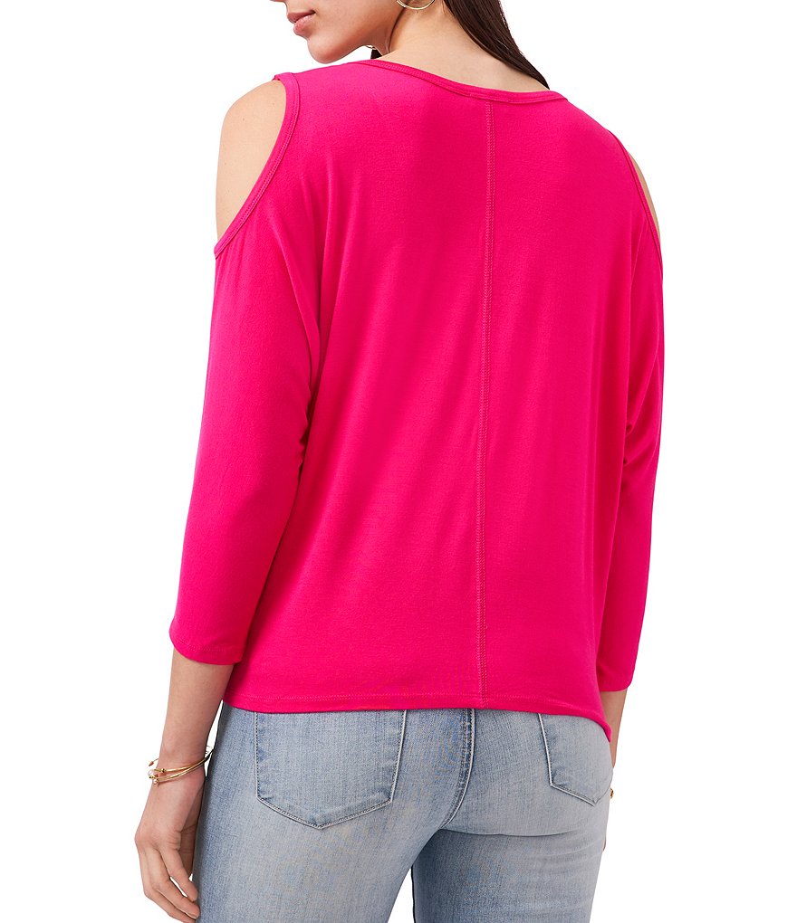 Vince Camuto Long Sleeve Cold Shoulder Tie Front Knit Top