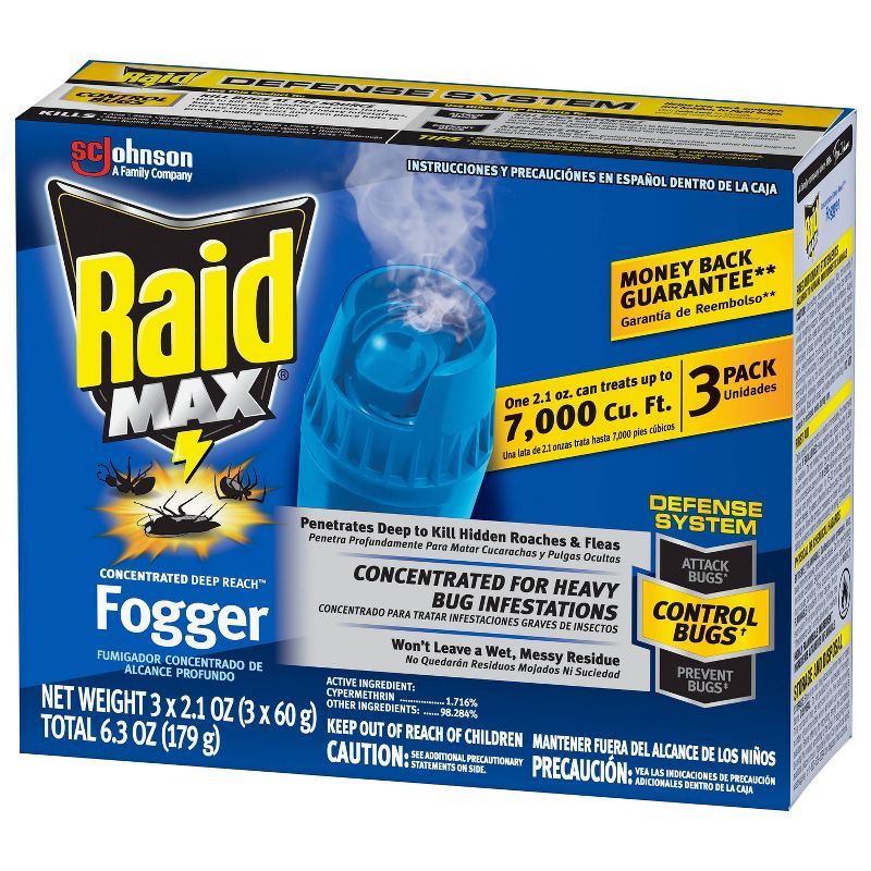 Raid Max Concentrated Deep Reach Fogger - 6.3oz/3ct